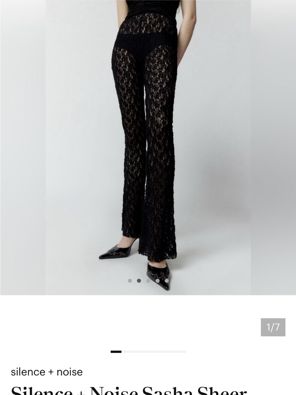 silence + noise Sasha Sheer Black Lace Pants ~ Size Medium ~ Party, Chic, Flirty